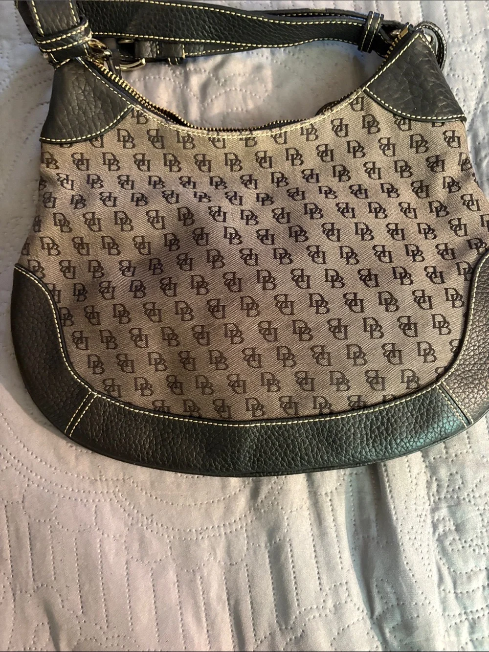 Dooney & Bourke Brown & Tan Signature DB Hobo